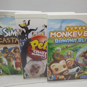 Wii Game Combo Lot of 3 Video Games - The Sims 2, Petz, Super Monkey Ball